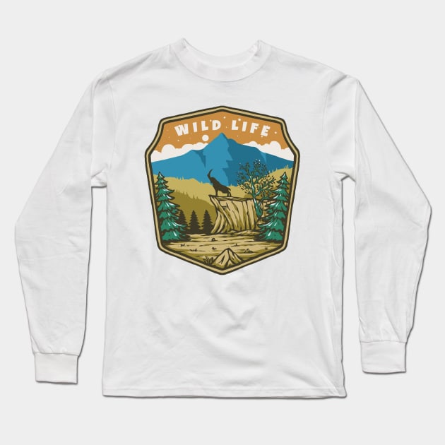 Wild Life Badges Illustration Long Sleeve T-Shirt by 78soeef